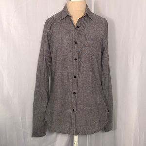 Roxy Gray Long Sleeve Button Down Medium